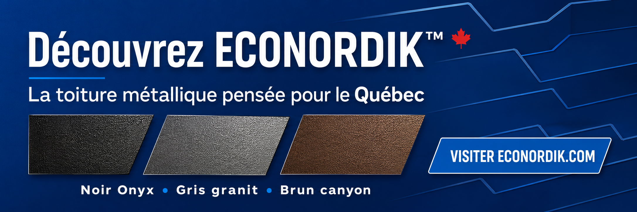 Toiture métallique ECONORDIK à Montréal — Noir Onyx, Gris granit et Brun canyon